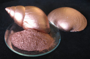 Copper powder pigment known as gold leaf